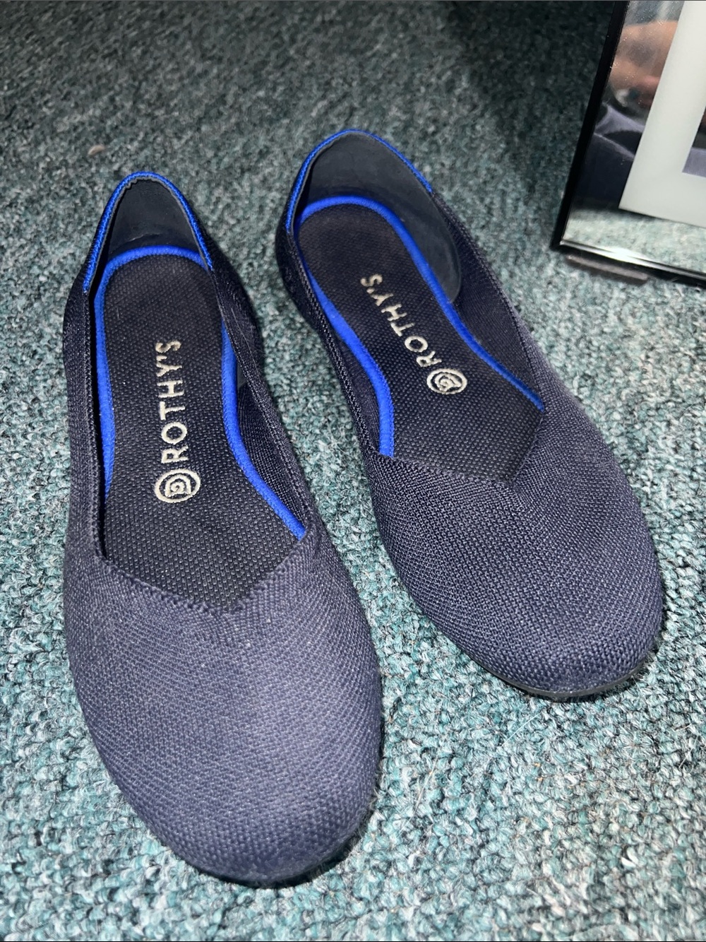 Rothy's Navy Blue Knit Slip-On Flat 9 washable